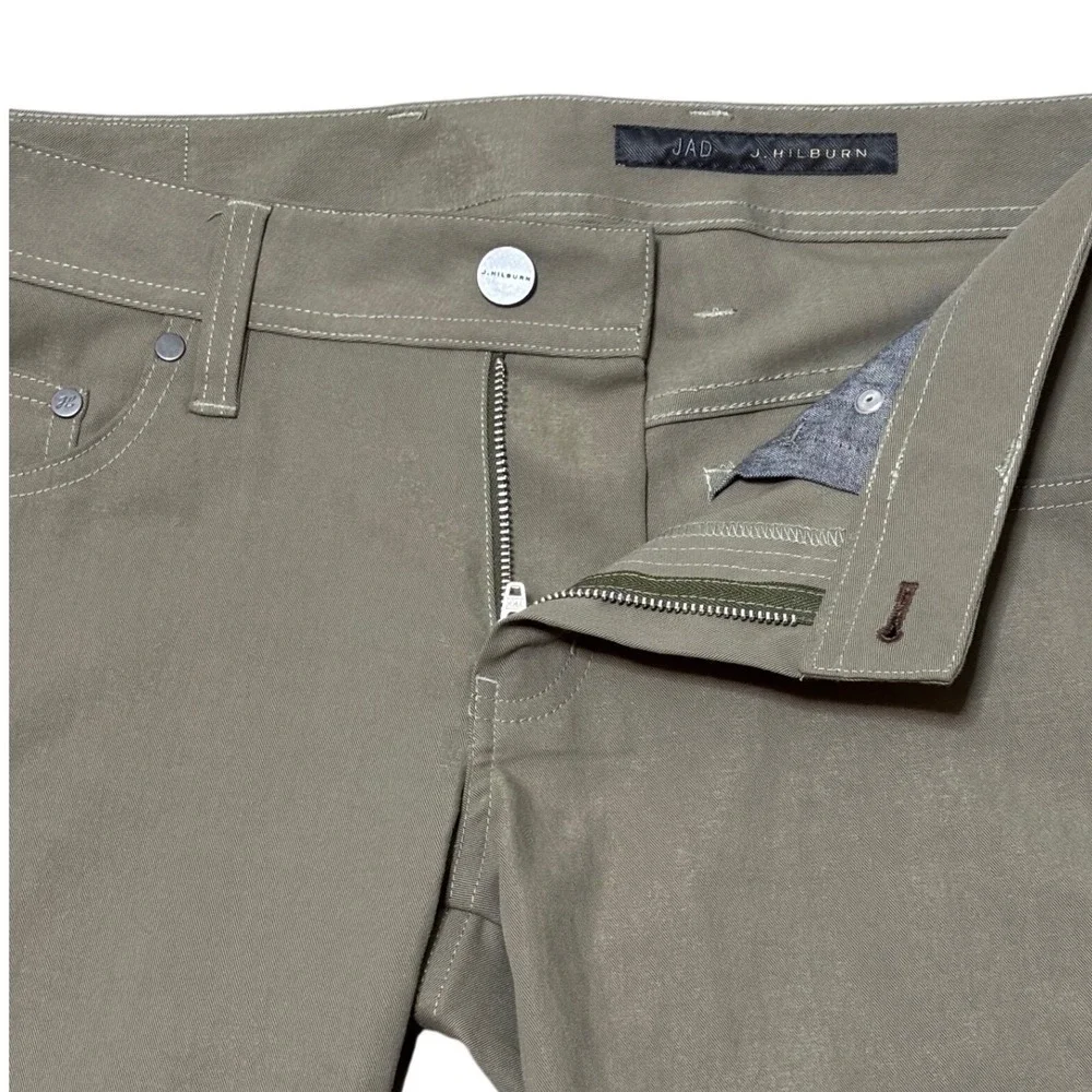 J. Hilburn Mens Olive Green Tech Stretch Twill 5-Pocket Tailored Pants‎ 32x27.5